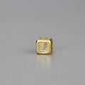 Handgefertigte goldene quadratische Perle mit Buchstabe U und Strasssteinen - Alphabet U Würfelperle