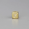 Goldener Würfel-Anhänger mit Kristall-Buchstabe X für handgefertigte Armbänder - Alphabet X Würfelperle