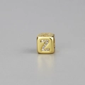 Vergoldeter Würfel-Anhänger mit Buchstabe Z und Zirkonia-Steinen für DIY-Armbänder - Alphabet Z Würfelperle