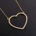 Hollow heart pendant necklace with micro-pave cubic zirconia in 18k gold finish - Gold Medium Hollow Heart (Gold Plated)