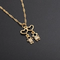 18k gold plated necklace with hollow heart pendant and boy and girl charms - Gold Double Heart Boy and Girl Style (Gold Plated)