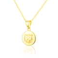 Poliertes 18k Gold Sternzeichen Halskette mit niedlichem Tigeranhänger an einer Boxkette - Echt Vergoldeter Tiger
