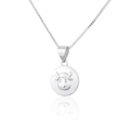 Silver zodiac ox pendant necklace with cute 3D cartoon relief on a fine box chain - Silver Ox