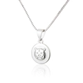 Silver tiger zodiac necklace with embossed round coin pendant on box chain - Silver Tiger