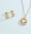 Elegant 18k gold plated heart necklace and matching stud earrings set for women - Circular Heart Style (NE01-10)