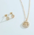 Elegant 18k gold plated jewelry set with tree pattern pendant and crystal earrings - Angel Circle Hollow Style (NE02-1)