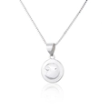 Elegante silberne Tierkreis-Halskette mit rundem Mondanhänger und polierter Box-Kette - Silber Affe