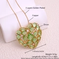 Green zircon heart pendant necklace with 18k gold plated box chain for women - Gold Plated Green (NW08-10)