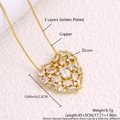 Golden heart pendant necklace with cluster zircons and 3-layer gold plated chain - Gold Plated White (NX02-3)