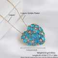 Blue heart pendant necklace with shimmering zircon stones and 18k gold plating - Gold Plated Blue (NA13-8)