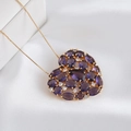 Luxurious 18k gold heart necklace with purple marquise crystals and tiny white diamonds - Gold Plated Purple (NA13-9)