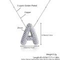 Pummelige Halskette mit Buchstaben A und Pavé-Zirkonia in glänzender Silberoptik - Buchstabe A (Kugelkette) / Silber