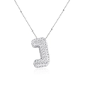 Molliger Buchstabe J Anhänger Halskette mit weißen Zirkonia und Perlen-Silberkette - Buchstabe J (O-Kette) / Silber