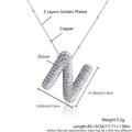 Vergoldete Halskette mit Puffy-Buchstabe N und weißen Zirkonia-Steinen für Damen - Buchstabe N Mit O-Kette / Silber