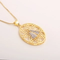 Collar religioso ovalado de oro de 18k con circonita de la Virgen María incrustada - Estilo Virgen María Ovalado Calado (NB03-6)