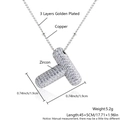 Pummelige T-Buchstaben-Halskette mit Zirkonia-Besatz und dreilagiger Beschichtung - Buchstabe T (O-Kette) / Silber