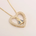 18k gold plated heart necklace with Virgin Mary pendant and cubic zirconia stones - Heart-Shaped Zirconia Virgin Mary Style (NA01-9)