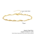 Pulsera de cadena de cuerda trenzada en cobre bañado en oro 18k con cierre ajustable - Pulsera de Cadena de Onda de Agua (NZ11-8) / 18+5cm