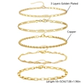 Set de cinco pulseras de cobre bañadas en oro de 18K con cierres de mosquetón ajustables - Juego de 5 Pulseras