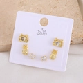 Detailed view of crab, pineapple, and zircon stud earrings set on a white display card - Crab (EO04-6)