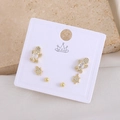 Three-pair gold earring set featuring turtle motifs with zircon stones and minimalist beads - Turtle (EO04-1)
