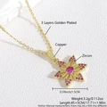 Collana a fiore in rame placcato oro 18k con zirconi rosa e catena regolabile - Placcato Oro Vero / Collana Fiore A Sei Petali NC21-2