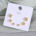 6-piece gold-plated star stud earrings set with sparkling micro-pave zircons - Real Gold Plated (Card Set) / Five-pointed Star EP05-9