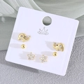 Three-pair gold earring set featuring zircon elephant, star and stud designs - Elephant (EO09-1)