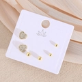 Set di 6 orecchini placcati in oro con cuori scintillanti e borchie rotonde - Placcato in Oro Vero (Set di Carte) / Cuore EP03-1