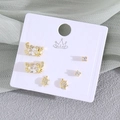 Three pairs of gold-plated stud earrings featuring crab, sea turtle, and zircon designs - Crab (EO09-5)