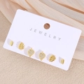 Set di 6 orecchini a foglia dorata con strass scintillanti su espositore elegante - Placcato in Oro Vero (Set di Carte) / Foglia EP02-10