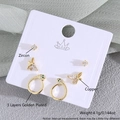 Three-pair gold zircon earring set with animal snake and geometric butterfly designs - Snake (EO09-2)