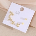 Lot de 6 boucles d'oreilles dorées libellule, avion et zircon sur carte cadeau blanche - Libellule (EO11-10)