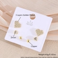 Lot de 6 boucles d'oreilles plaquées or avec cœur et perle en zircon et cuivre - Cœur (EO09-9)