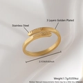 Bague ajustable en acier inoxydable doré avec gravure TRUST GOD et fini poli éclatant - Or