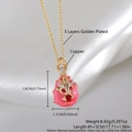 Vergoldete Drachenei-Anhänger Halskette mit rosa Emaille und 45cm Kupferkette - Halskette / Obstmotiv