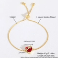 Golden plated heart bracelet with red zircon stone and adjustable drawstring chain - Gold Plated Vines Red Heart (NC20-8)