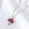 Collar con colgante de hongo en circonita rosa y acero oro rosa sobre seda - 1.7*1.3cm Seta Oro Champaña NAA04-8 / Solo colgante