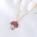 Collar dorado con colgante de seta adornado con circonitas rosas y negras brillantes - 1.7*1.3cm Seta Dorada NAB04-7 / Solo colgante
