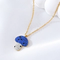 Collar dorado con colgante de hongo de cristal azul y detalles de circón sobre satén - 1.7*1.3cm Seta Oro Champaña NAA04-7 / Solo colgante
