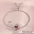 Adjustable copper bracelet with crown, heart-shaped ruby zircon and cross pendant - Platinum Plated Crown Cross (NAC11-4)