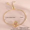 Pink heart pendant bracelet in gold-plated copper with sacred heart cross detail - Rose Gold Plated Thorns Cross Sacred Heart (NAC12-2)
