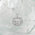 Collana acquario in argento con micro-diamanti e ciondolo corallo molto dettagliato - Acquario (NAA12-9)