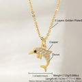 Collana con ciondolo a delfino placcata in oro 18k con zirconi bianchi su rame - Delfino Placcato Oro (NAA11-4)