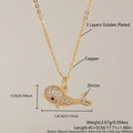 Collana con ciondolo a balena dorata con zirconi cubici scintillanti e catena regolabile - Balena Placcata Oro (NAA10-10)