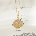 Collana con ciondolo a conchiglia in rame dorato con zirconi bianchi e catena 45cm - Conchiglia Placcata Oro Vero (NAA11-2)