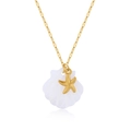 Vergoldete Halskette mit natürlicher Muschel und Seestern-Anhänger für den Strand - Halskette (Inklusive Kette und Anhänger) / Gold-Seestern (NAC04-1)