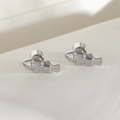 Elegant silver clownfish stud earring with micro-set zircon stones on a white background - Tropical Fish Style(ER05-4) / Silver
