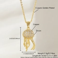 Collana con ciondolo a medusa dorata con zirconi e catena minimalista in stile spiaggia - Medusa Placcata Oro (NAA10-4)