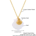 Gold plated stainless steel necklace featuring shell and starfish double pendants - Gold-Shell (NAC04-7)